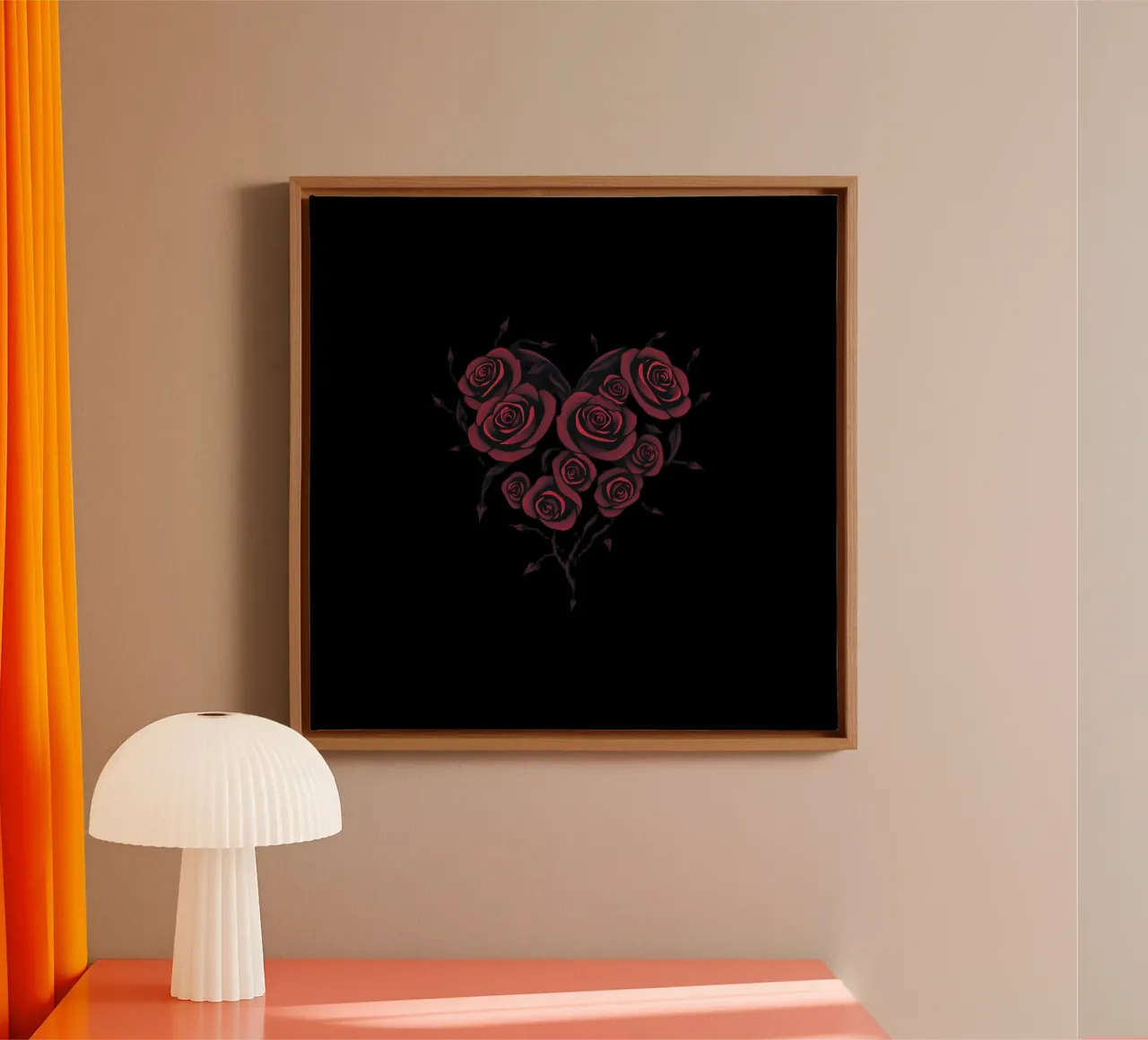 Bellissima composizione di rose rosse a forma di cuore tela con Cornice a cassetta da DesignDoodle