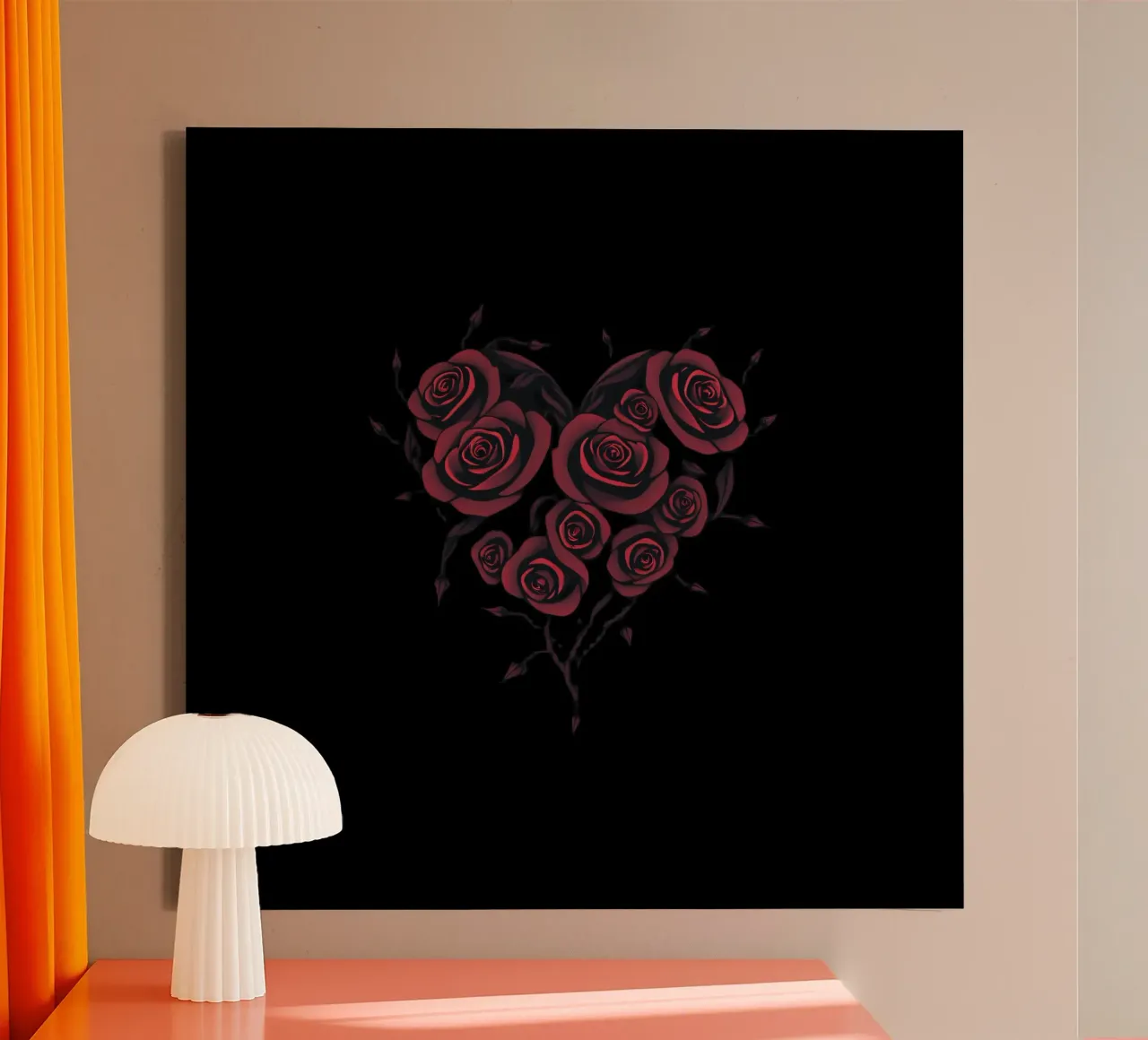 Bellissima composizione di rose rosse a forma di cuore tela con Cornice a cassetta da DesignDoodle