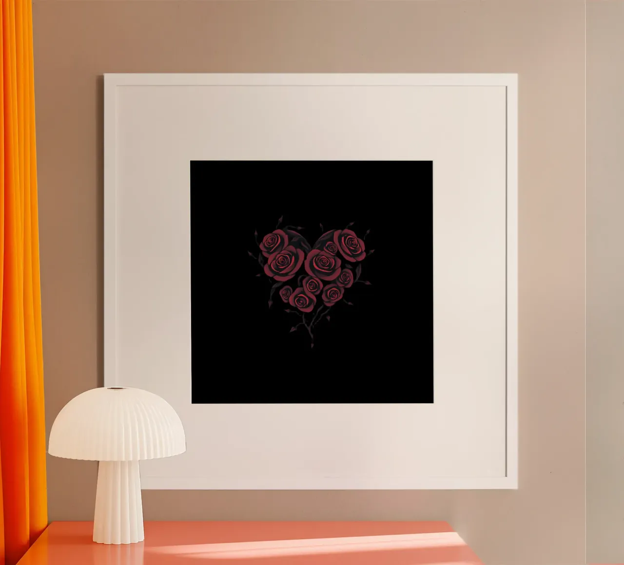 Bellissima composizione di rose rosse a forma di cuore carta hahnemühle da DesignDoodle