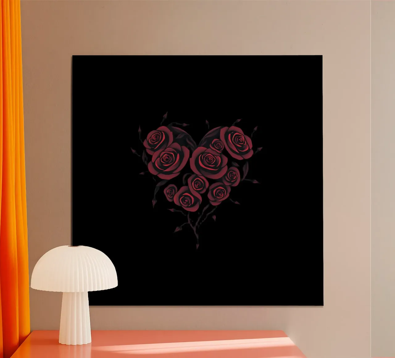 Bellissima composizione di rose rosse a forma di cuore carta hahnemühle da DesignDoodle