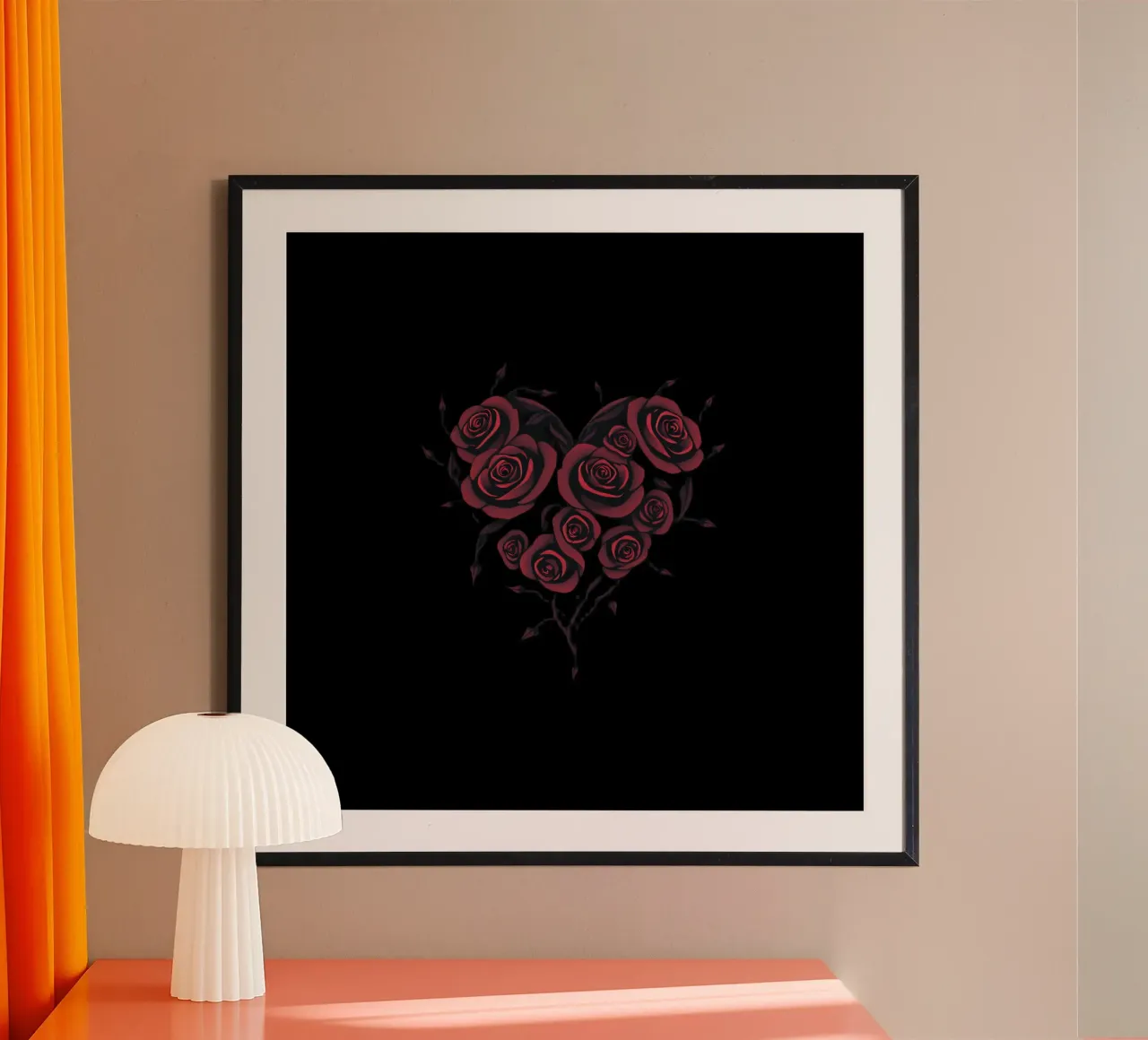Bellissima composizione di rose rosse a forma di cuore carta hahnemühle da DesignDoodle