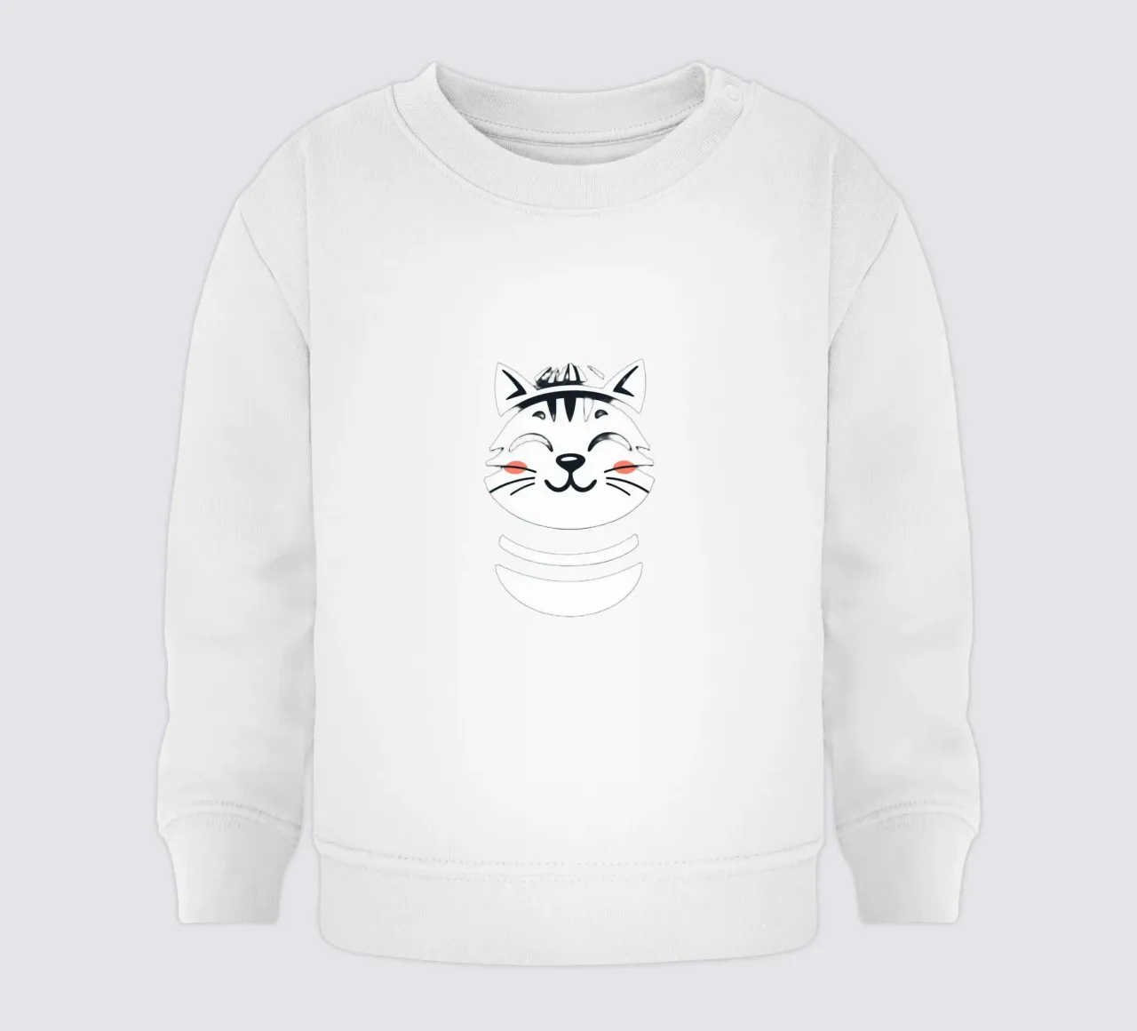 Un chat de dessin animé souriant et joyeux avec une chemise à rayures sweat pour bébé de DesignDoodle
