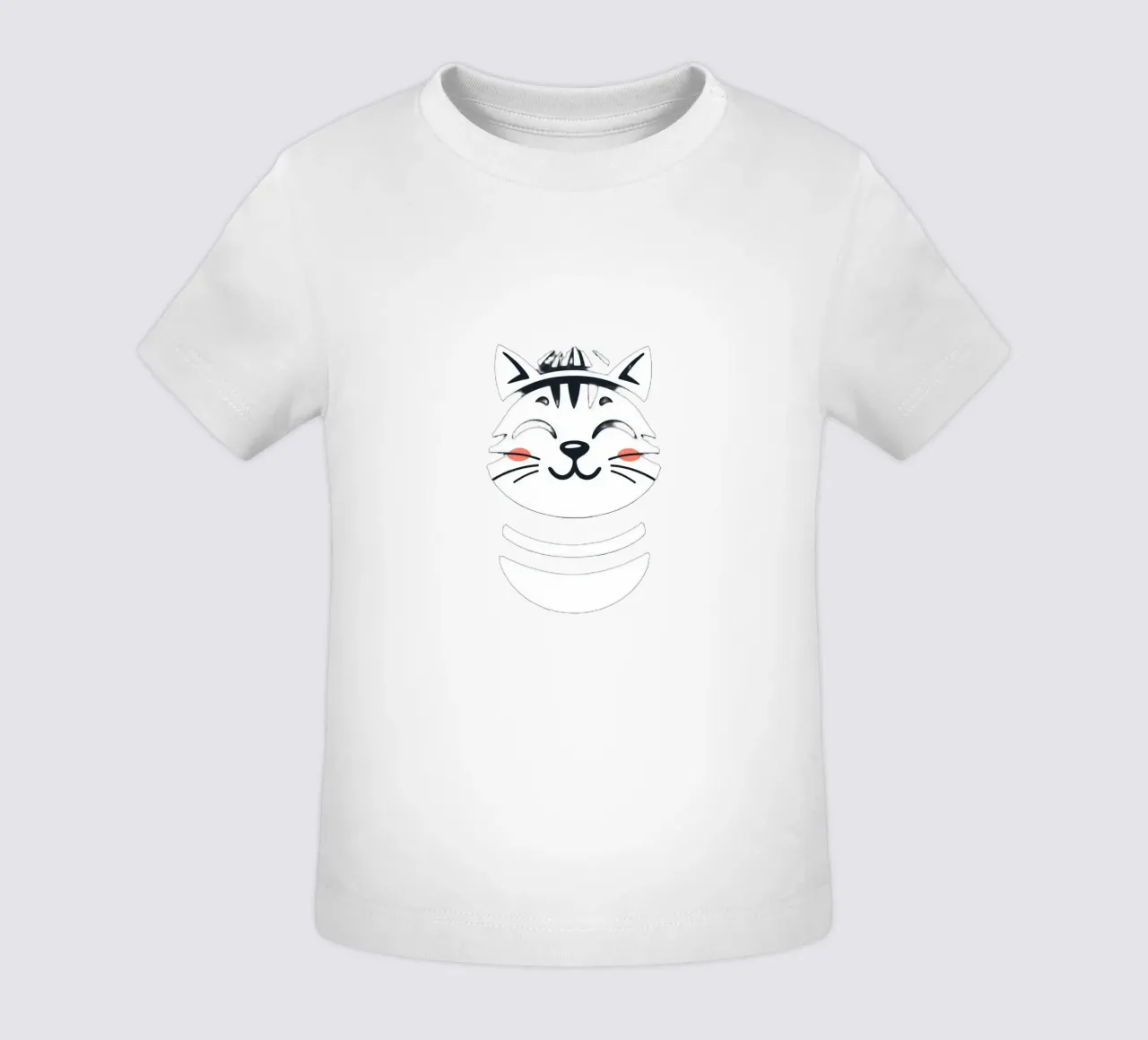 Un allegro gatto sorridente dei cartoni animati con una camicia a righe maglietta neonato da DesignDoodle