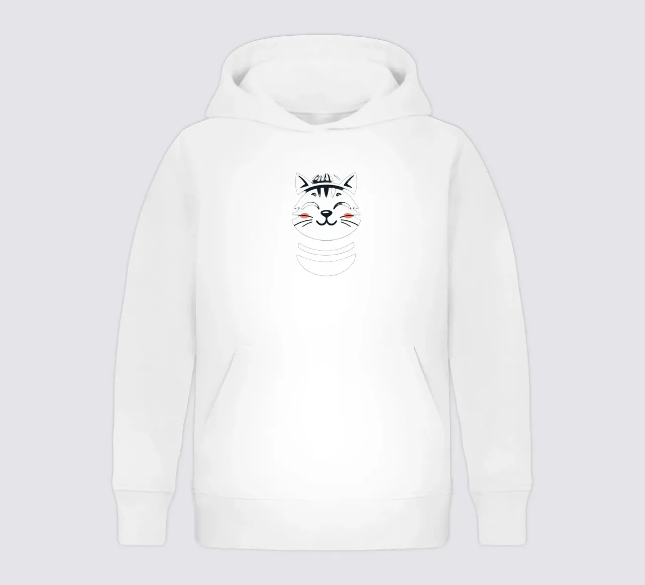 Un allegro gatto sorridente dei cartoni animati con una camicia a righe felpa bambino con cappuccio da DesignDoodle