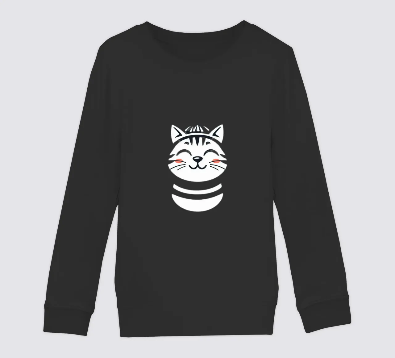 Un allegro gatto sorridente dei cartoni animati con una camicia a righe felpa bambino da DesignDoodle