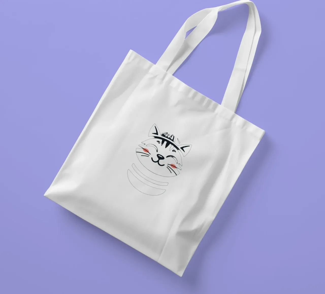 Un allegro gatto sorridente dei cartoni animati con una camicia a righe borsa in juta da DesignDoodle