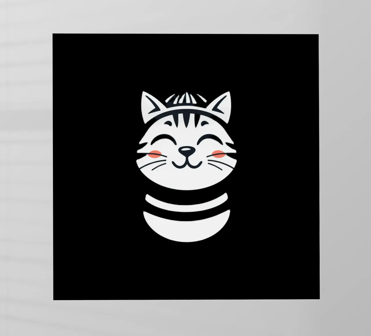 Un allegro gatto sorridente dei cartoni animati con una camicia a righe pellicola backlit da DesignDoodle