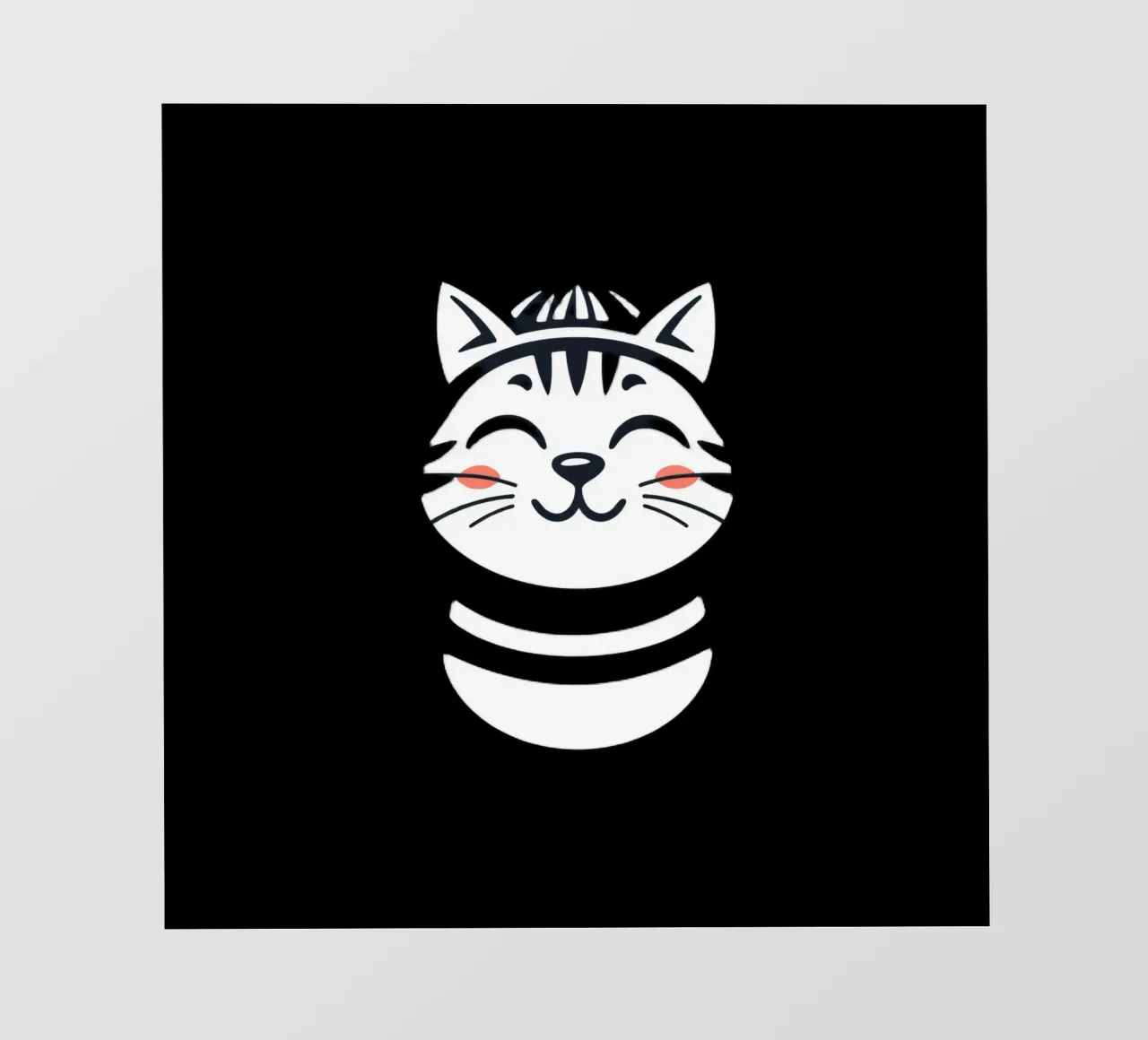 Un allegro gatto sorridente dei cartoni animati con una camicia a righe pellicola backlit da DesignDoodle