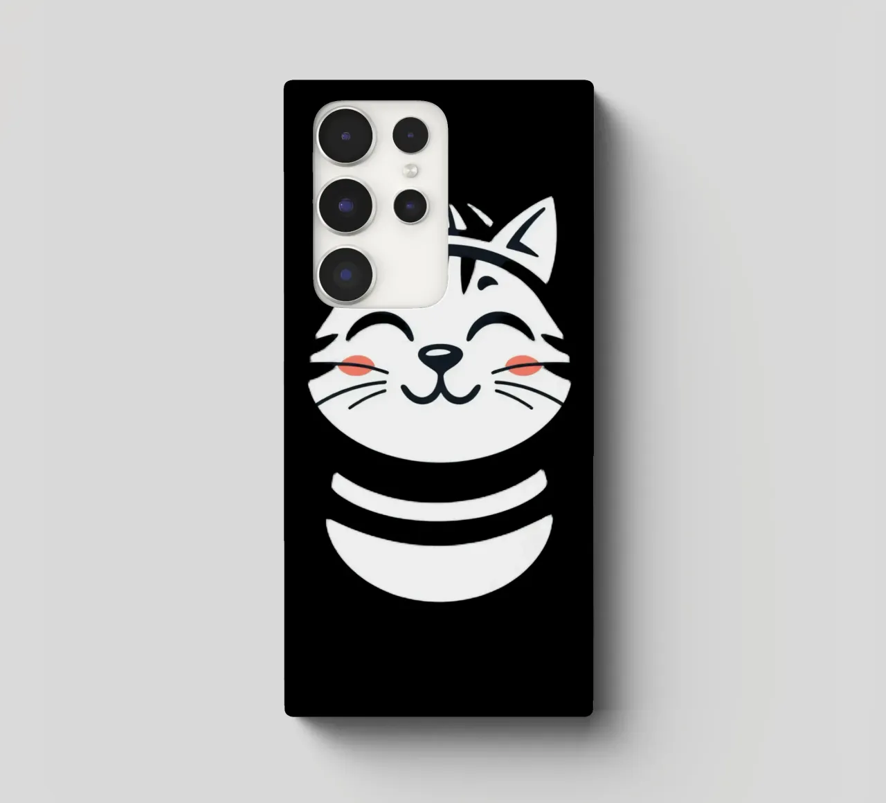 Un allegro gatto sorridente dei cartoni animati con una camicia a righe cover samsung da DesignDoodle