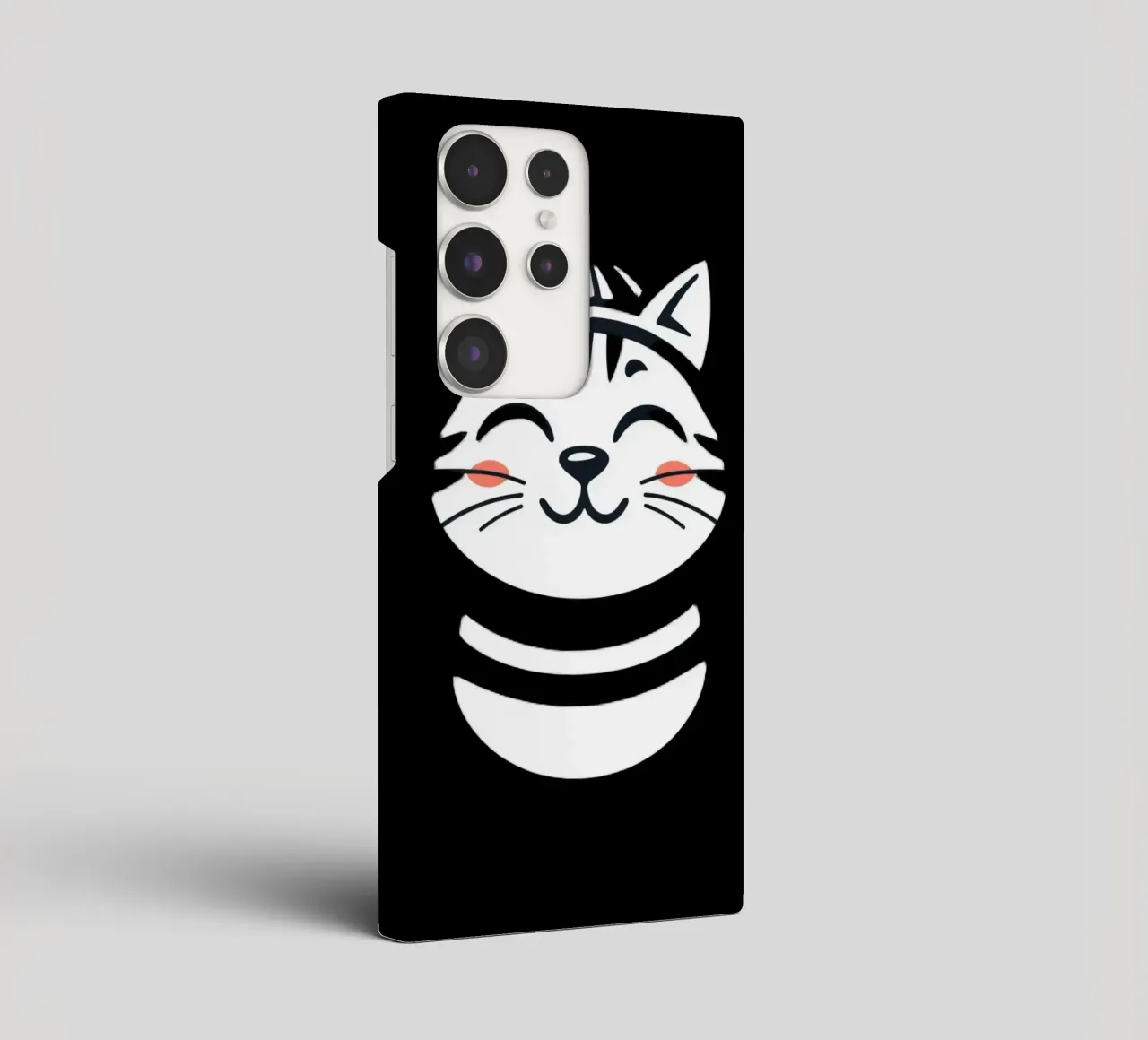 Un allegro gatto sorridente dei cartoni animati con una camicia a righe cover samsung da DesignDoodle