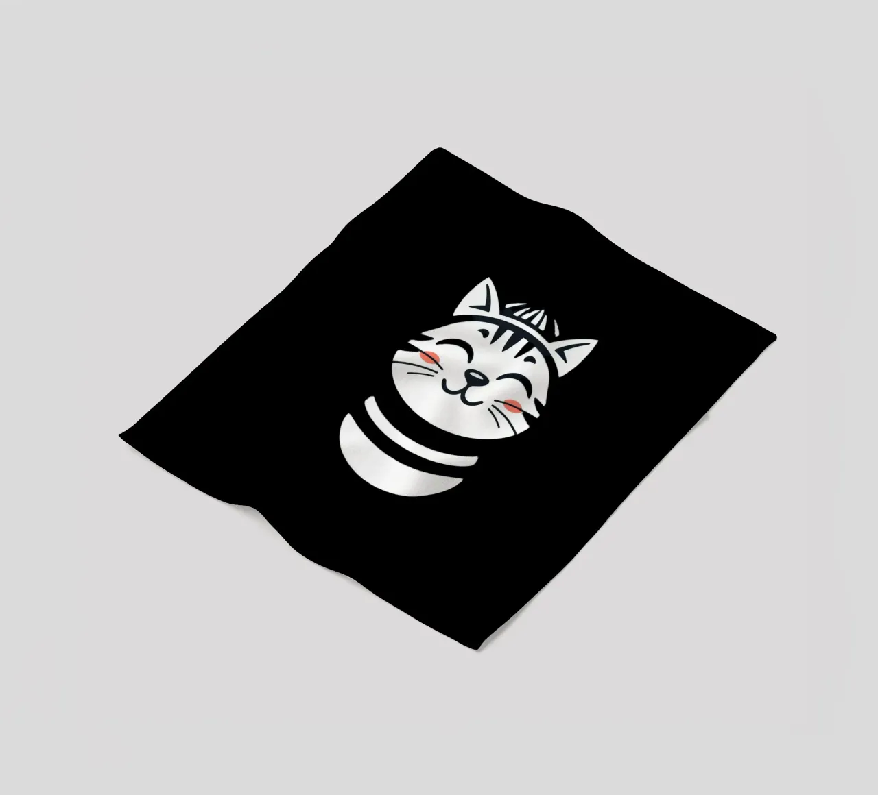 Un allegro gatto sorridente dei cartoni animati con una camicia a righe coperta in pile da DesignDoodle