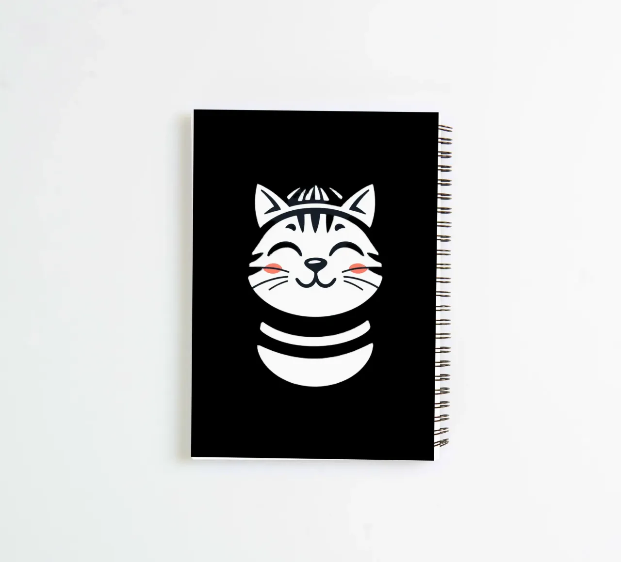 Un allegro gatto sorridente dei cartoni animati con una camicia a righe diario ad anelli da DesignDoodle