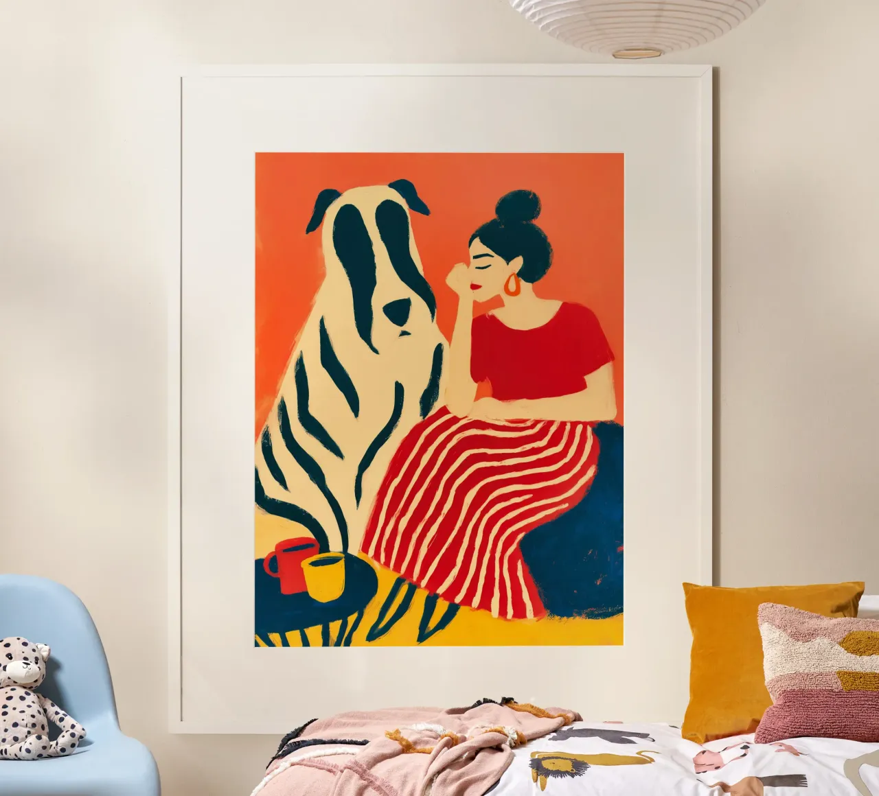 Colazione con Benno | Donna con cane Quadro su tela poster da Autofocus