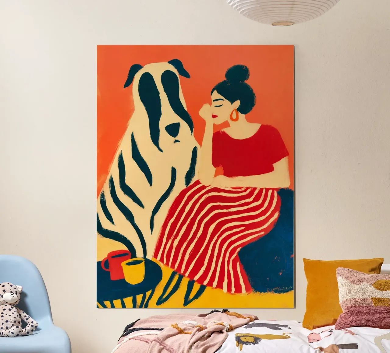 Colazione con Benno | Donna con cane Quadro su tela poster da Autofocus