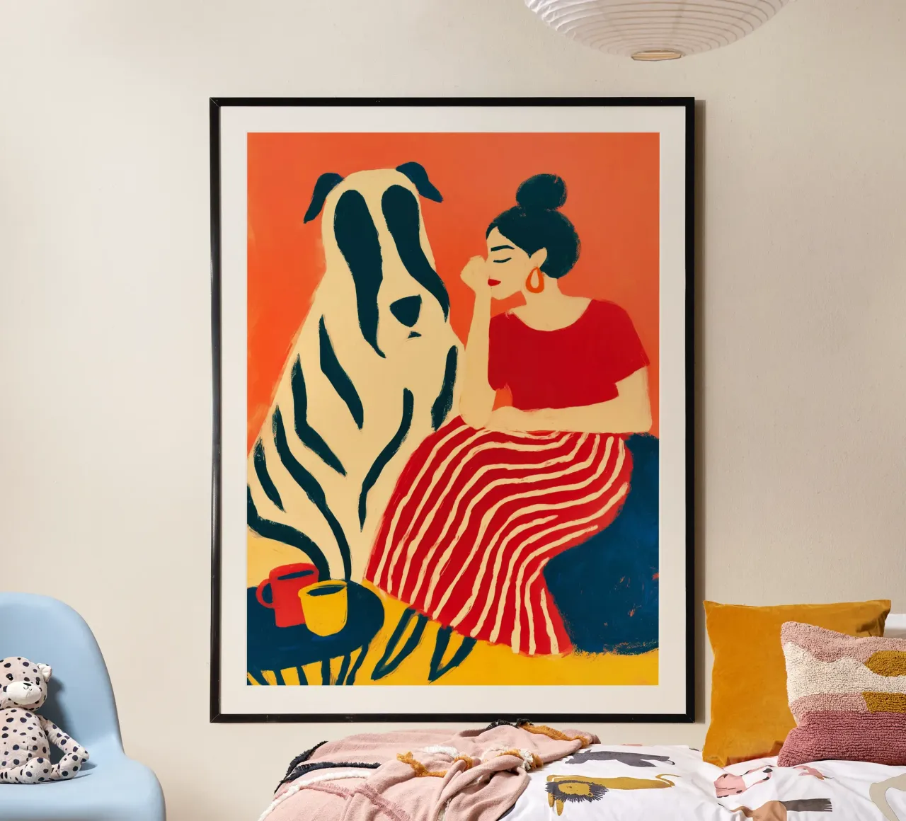 Colazione con Benno | Donna con cane Quadro su tela poster da Autofocus