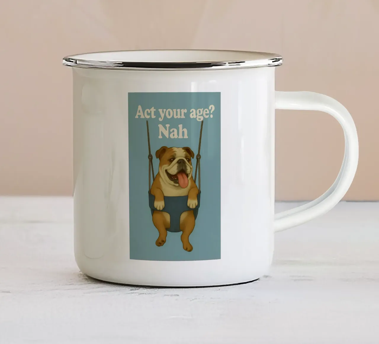 Grappige Engelse Bulldog Meme emaille mok van Funny Humor Art
