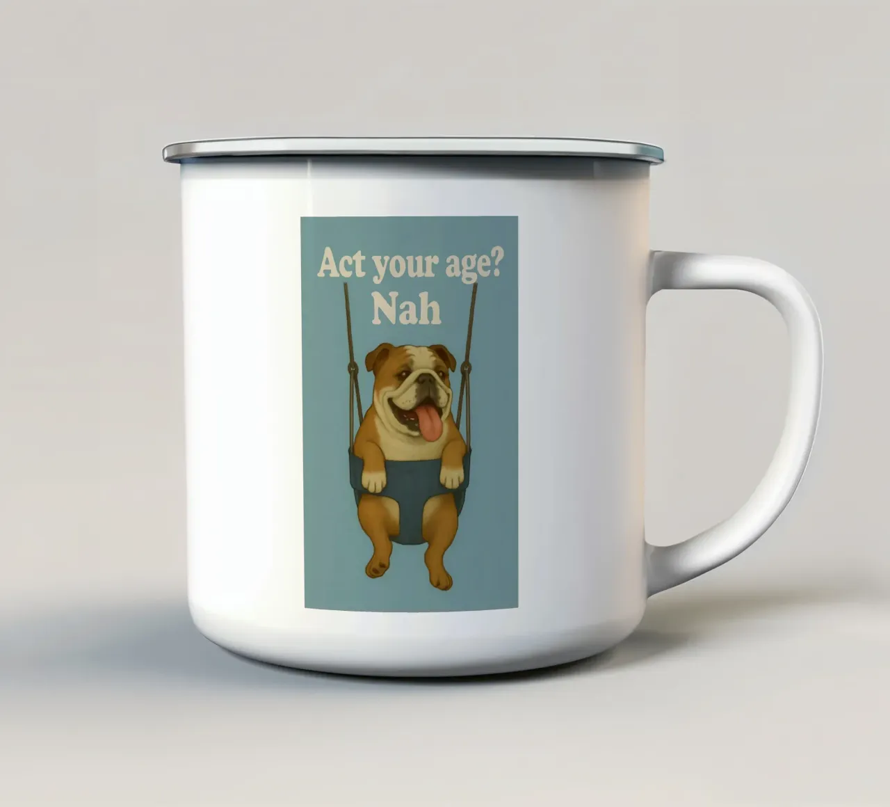 Grappige Engelse Bulldog Meme emaille mok van Funny Humor Art