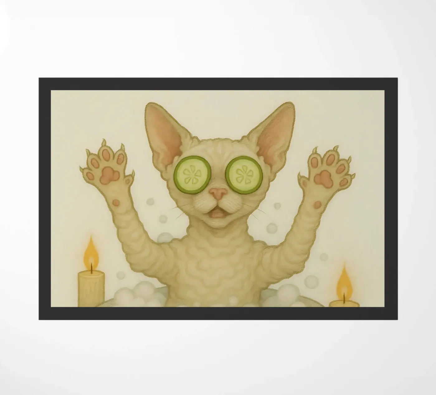 Funny Devon Rex Meme doormat by Funny Humor Art
