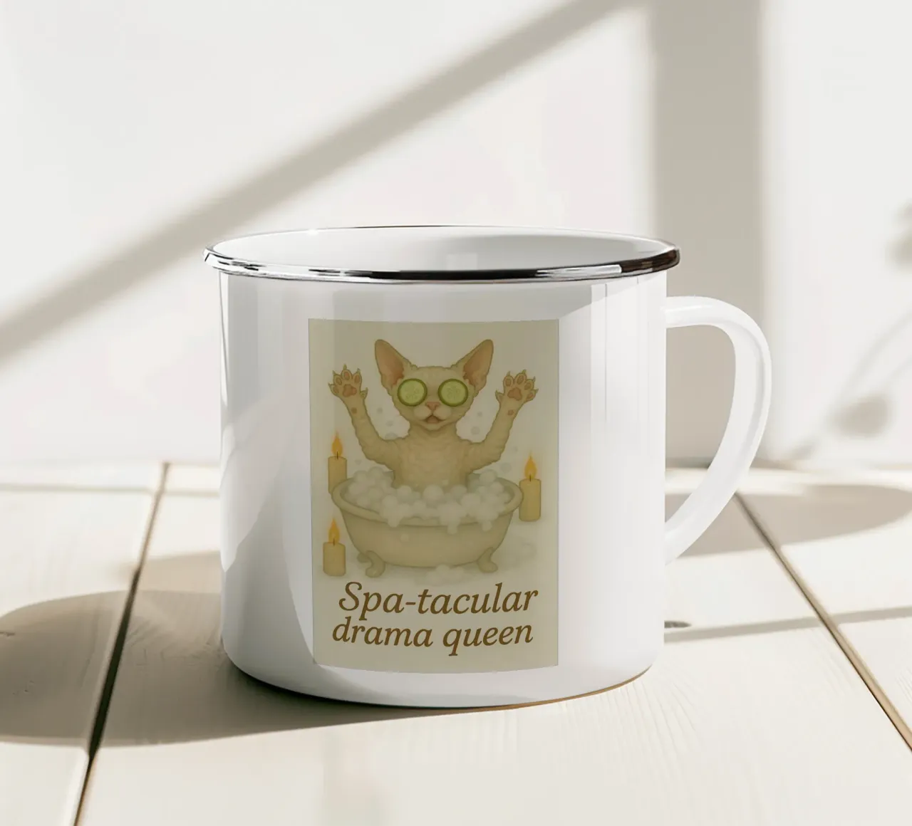 Meme divertente Devon Rex tazza in smalto da Funny Humor Art