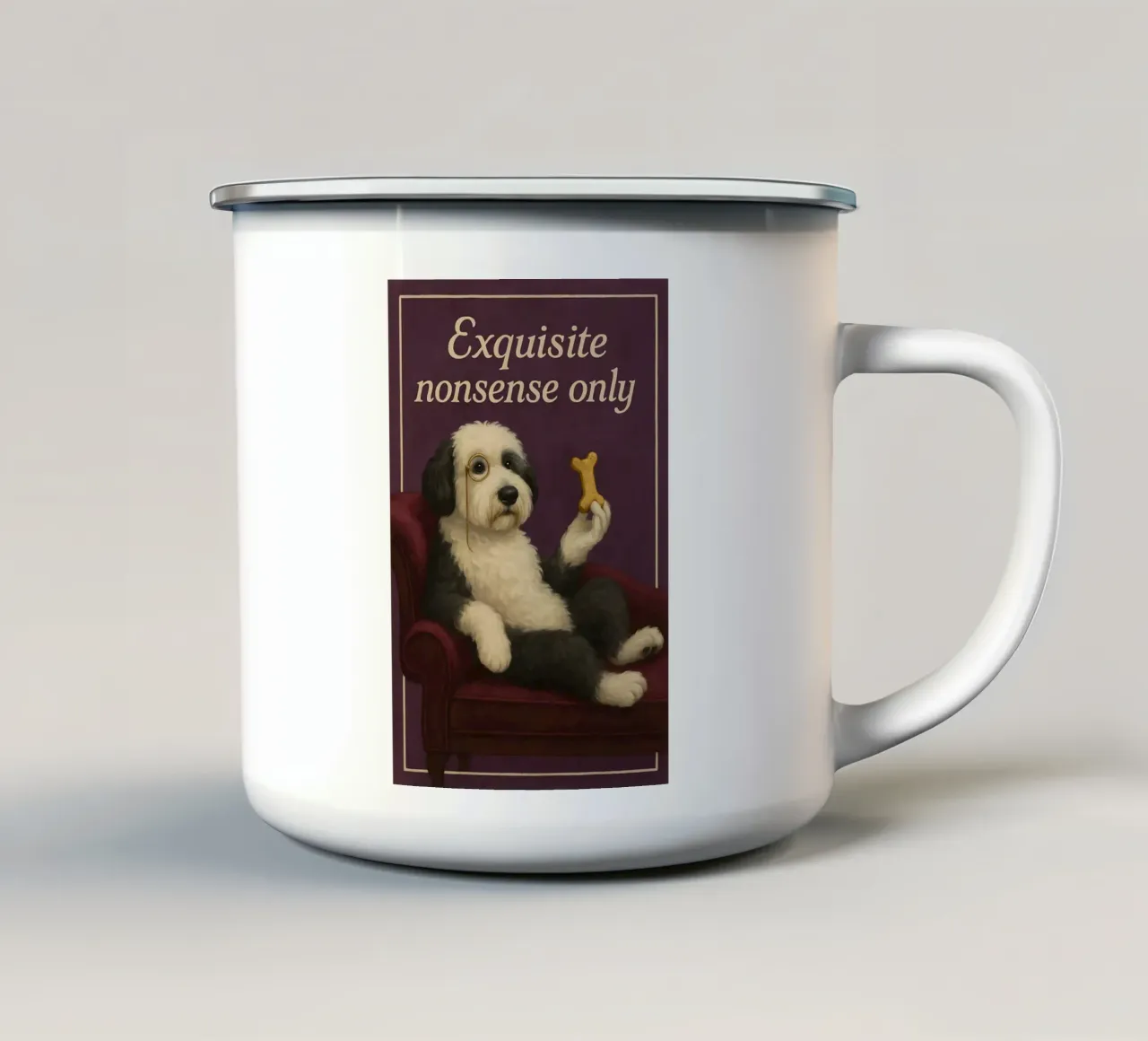 Meme divertente Sheepadoodle tazza in smalto da Funny Humor Art