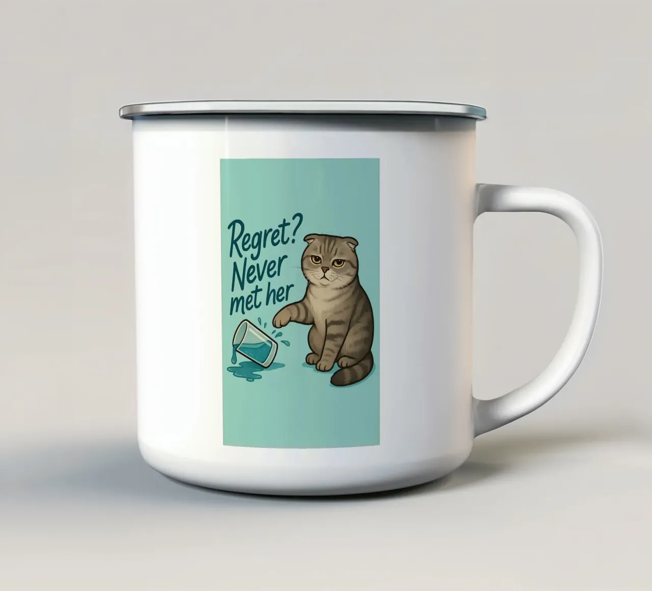 Meme divertente sul gatto Scottish Fold tazza in smalto da Funny Humor Art