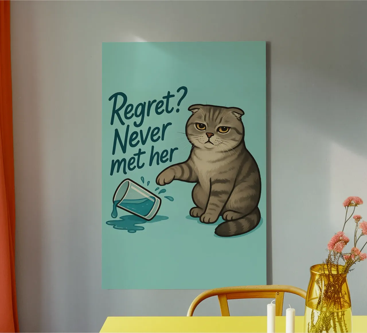 Funny Scottish Fold Cat Meme canvas with Floater frame by Funny Humor Art