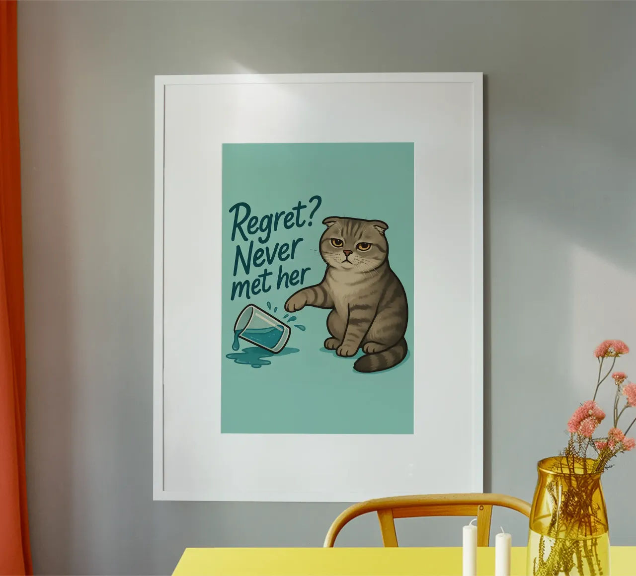 Meme divertente sul gatto Scottish Fold poster con telaio in alluminio da Funny Humor Art