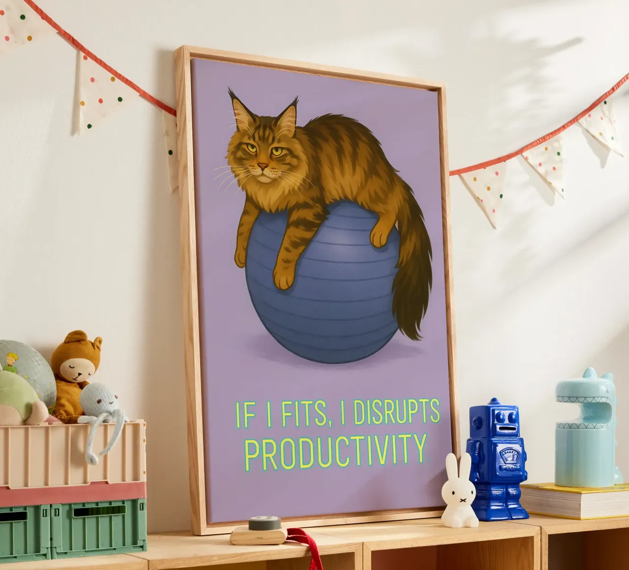 Meme divertente sul gatto Maine Coon tela con Cornice a cassetta da Funny Humor Art