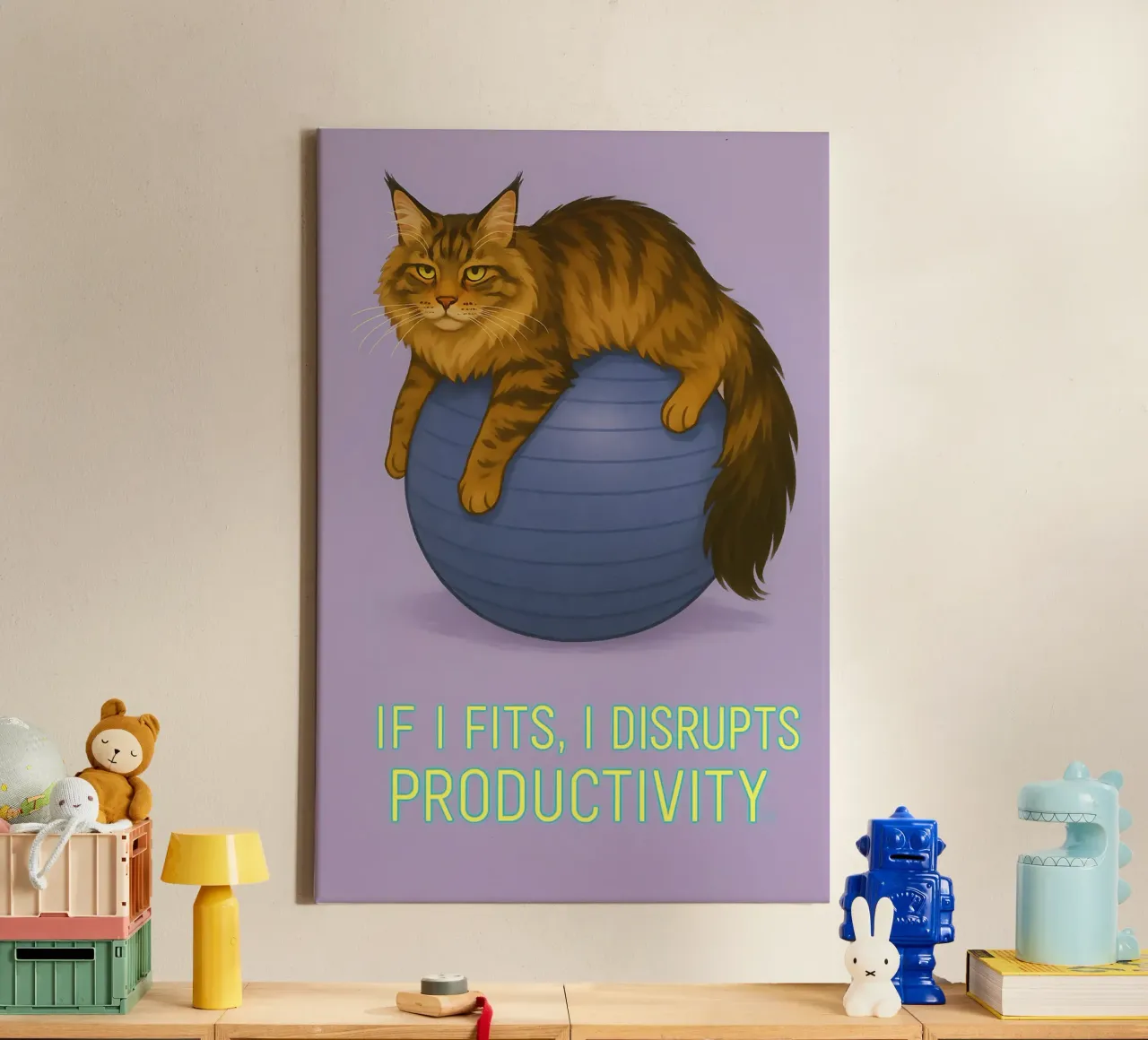 Meme divertente sul gatto Maine Coon tela con Cornice a cassetta da Funny Humor Art