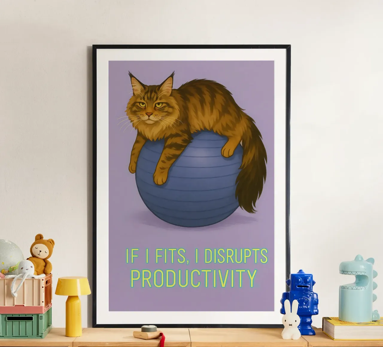 Meme divertente sul gatto Maine Coon poster con telaio in plastica da Funny Humor Art