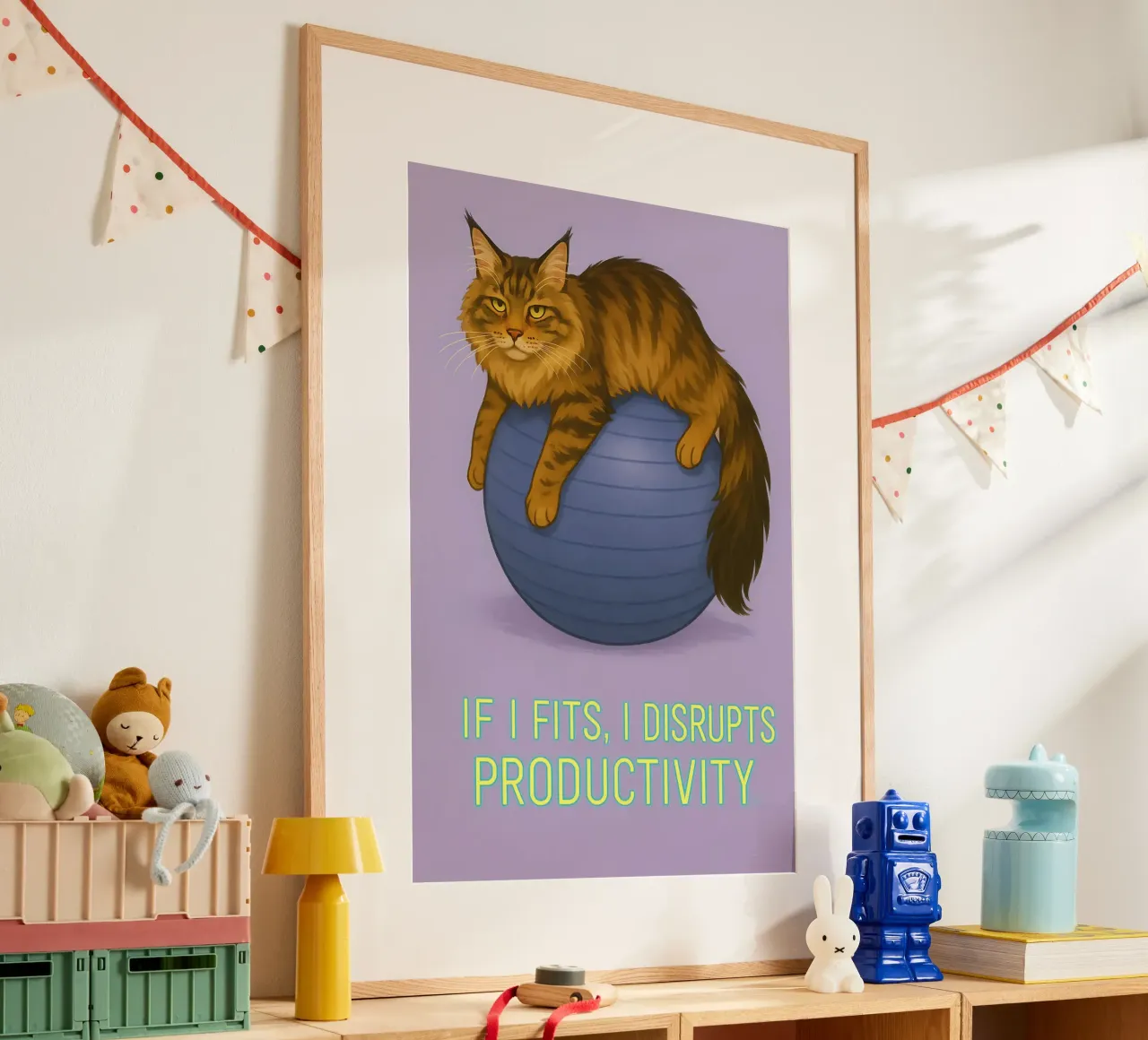 Meme divertente sul gatto Maine Coon poster con telaio in plastica da Funny Humor Art