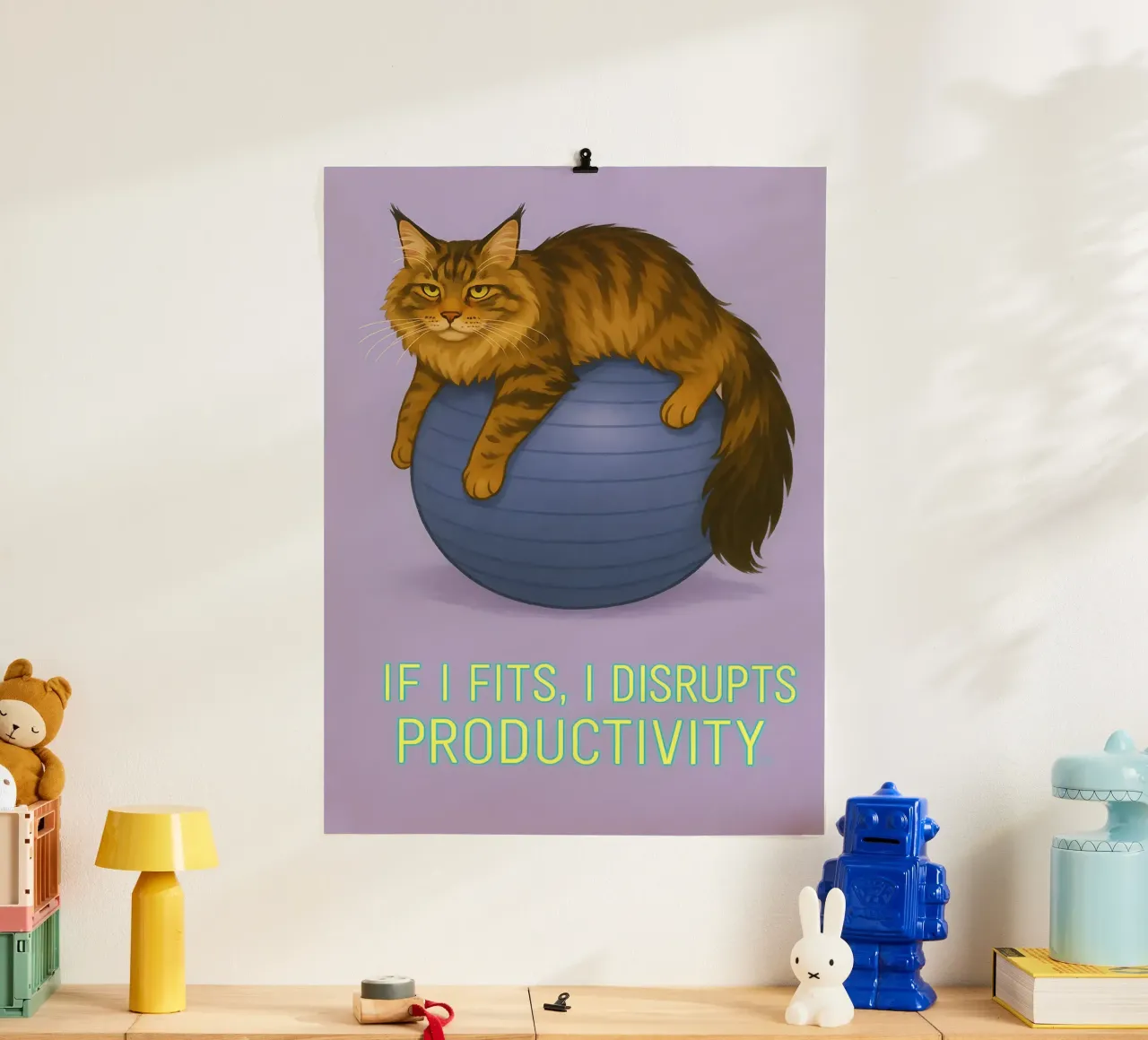 Meme divertente sul gatto Maine Coon poster con telaio in plastica da Funny Humor Art