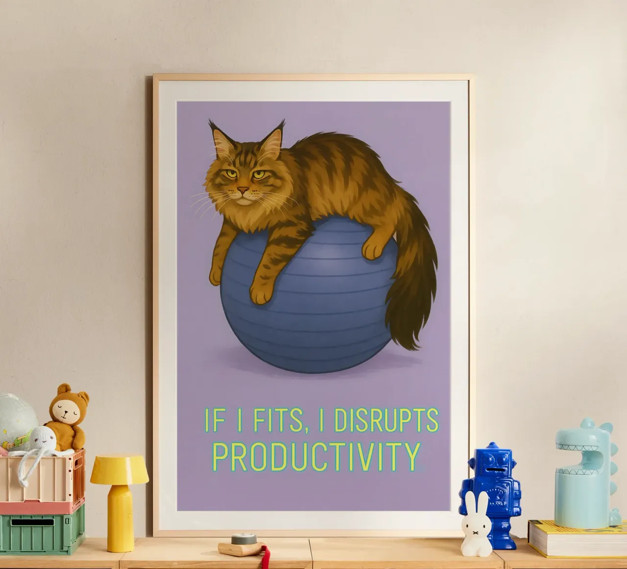 Meme divertente sul gatto Maine Coon poster con telaio in plastica da Funny Humor Art