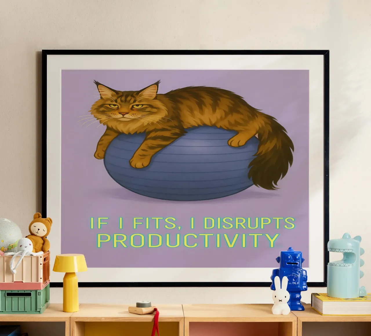 Meme divertente sul gatto Maine Coon poster con telaio in plastica da Funny Humor Art