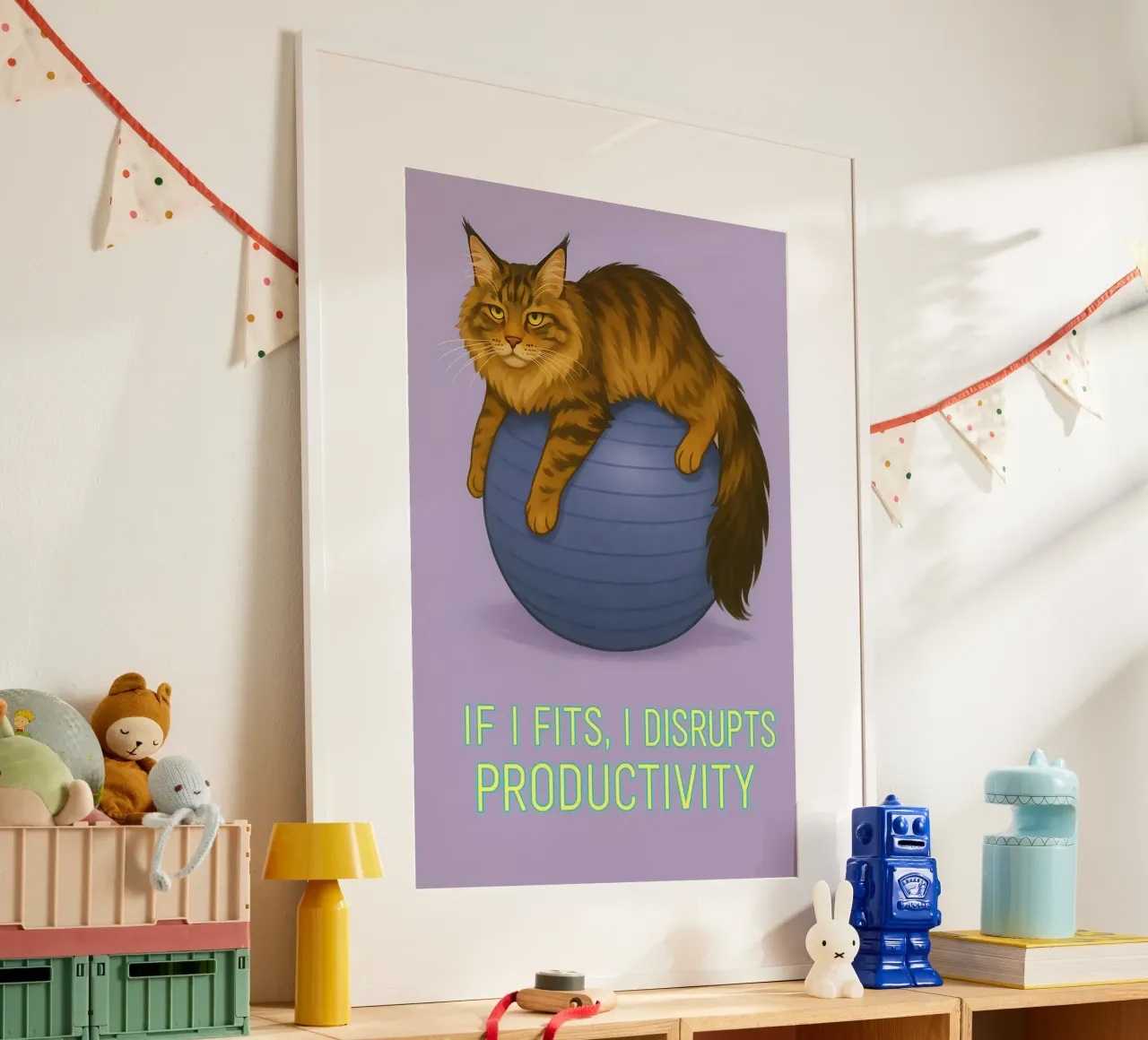 Meme divertente sul gatto Maine Coon poster con telaio in plastica da Funny Humor Art