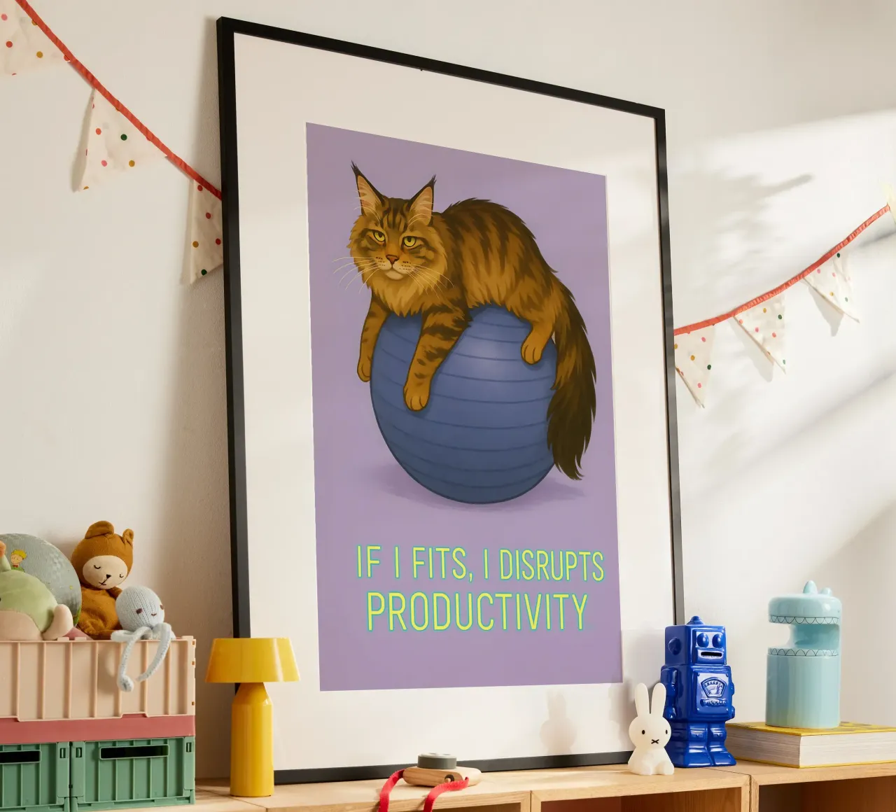 Meme divertente sul gatto Maine Coon poster con telaio in plastica da Funny Humor Art