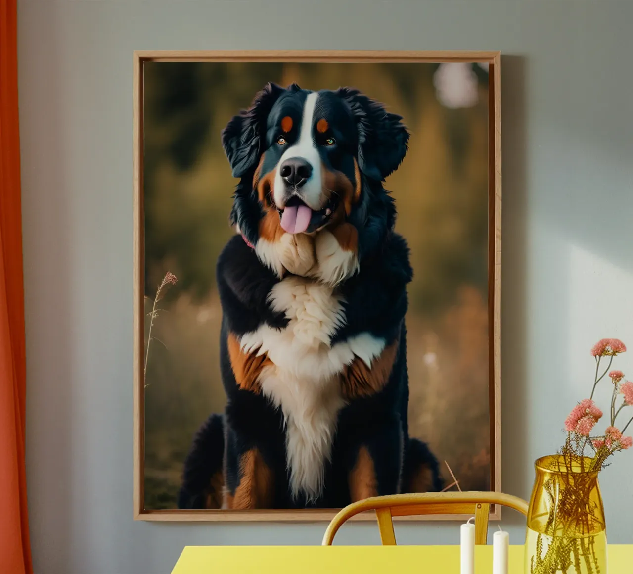 Beautiful Bernese Mountain Dog #96 canvas with Floater frame by Yumis.Beargang.and.Me