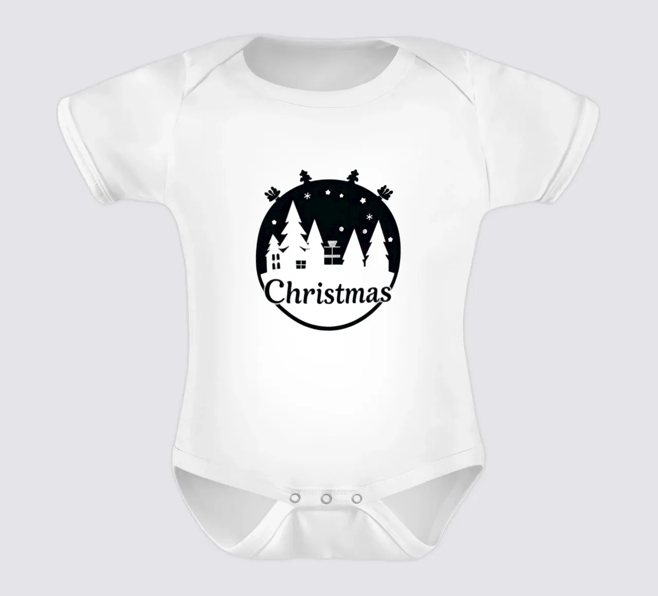 Silhouette di alberi e regali a tema natalizio body neonato maniche corte da DesignDoodle