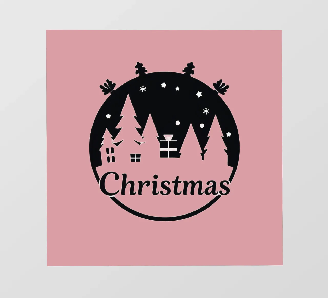 Silhouette di alberi e regali a tema natalizio telo in pvc da DesignDoodle
