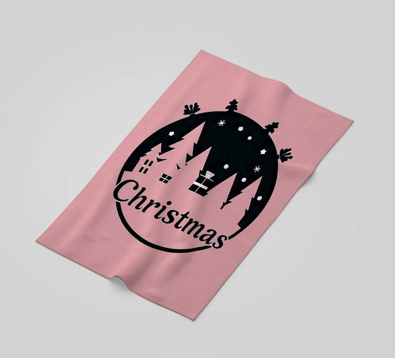 Silhouette di alberi e regali a tema natalizio telo mare da DesignDoodle