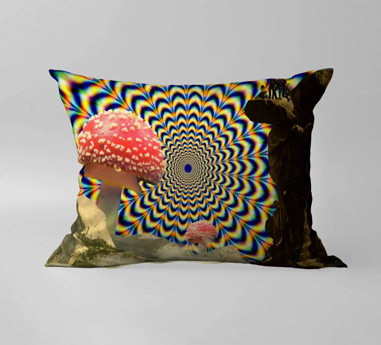 Psychedelic mountain cuscino da PicturaCollage