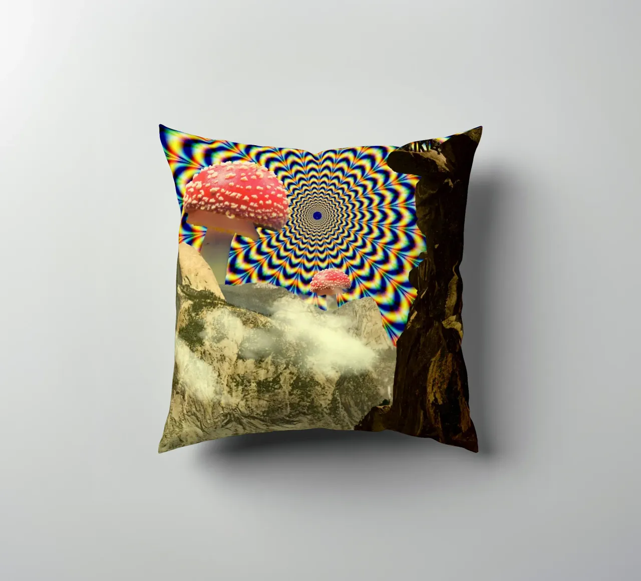 Psychedelic mountain cuscino da PicturaCollage
