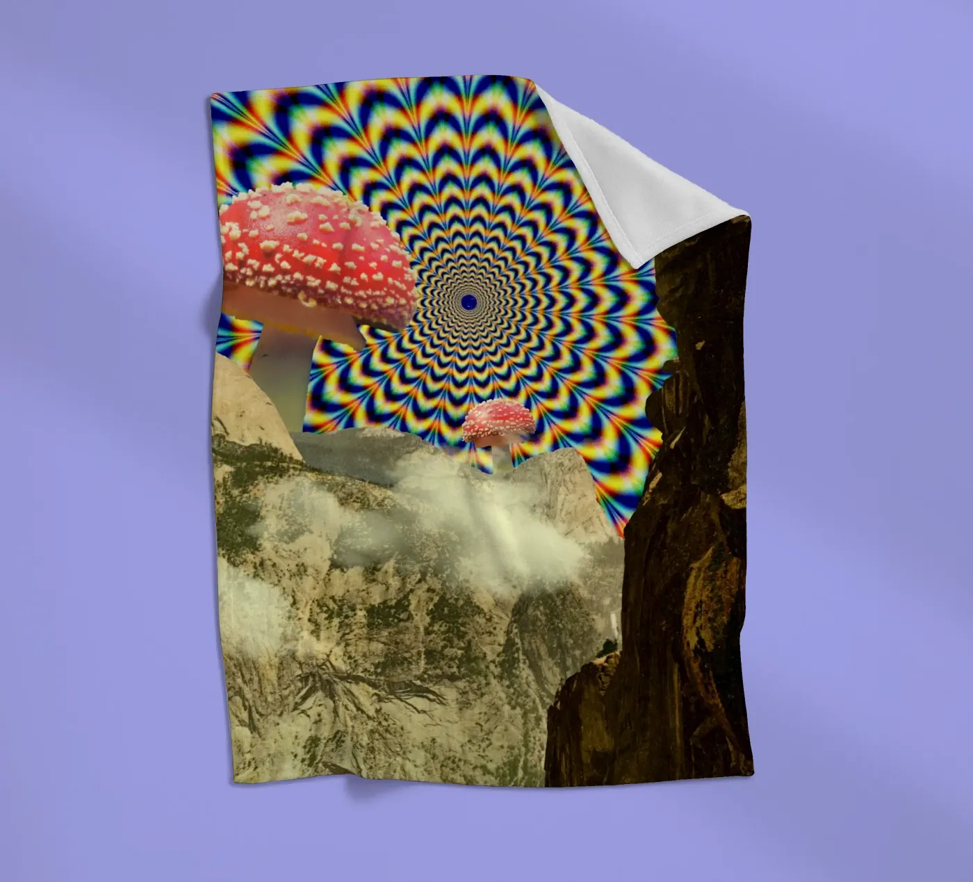 Psychedelic mountain fleecedeken van PicturaCollage