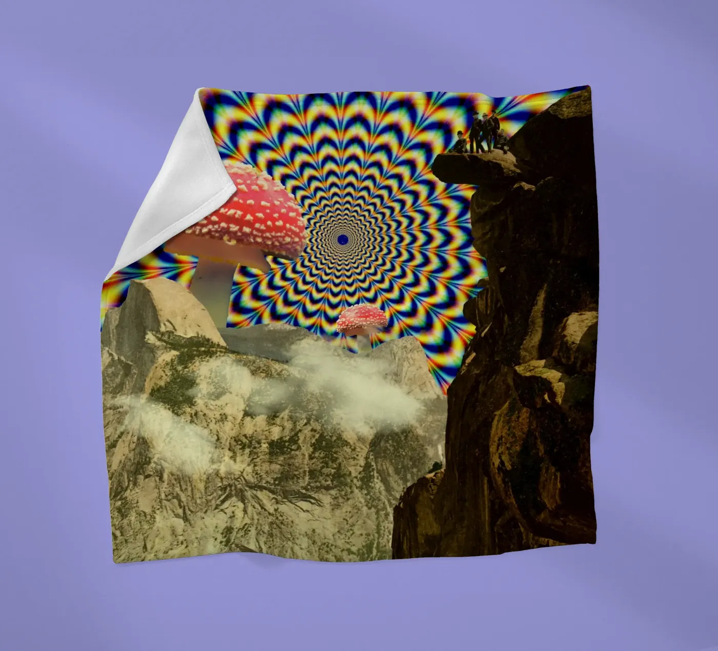 Psychedelic mountain fleecedeken van PicturaCollage