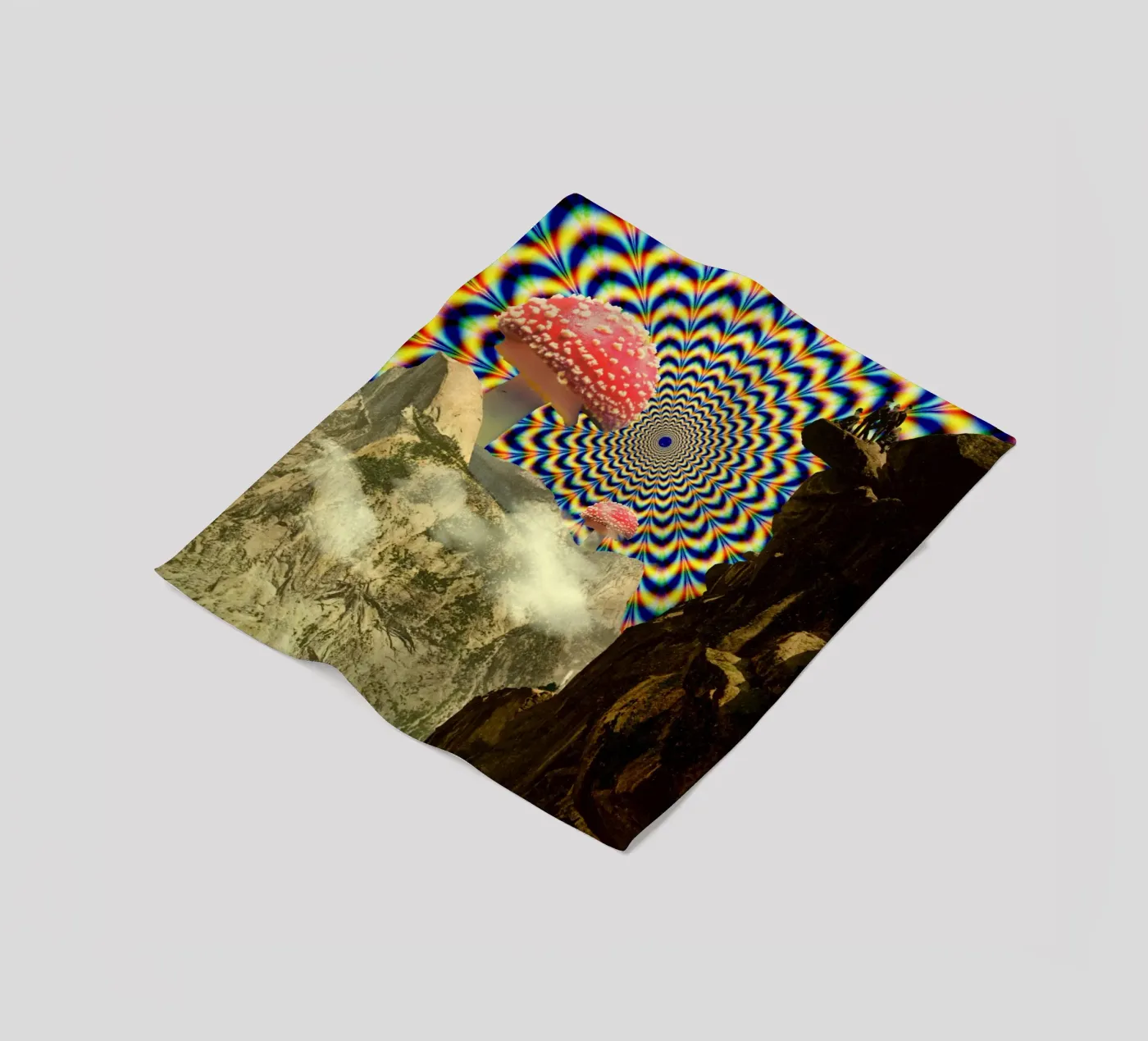 Psychedelic mountain fleecedeken van PicturaCollage