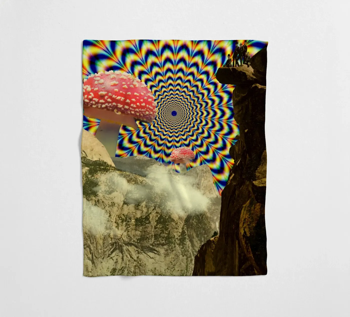 Psychedelic mountain fleecedeken van PicturaCollage