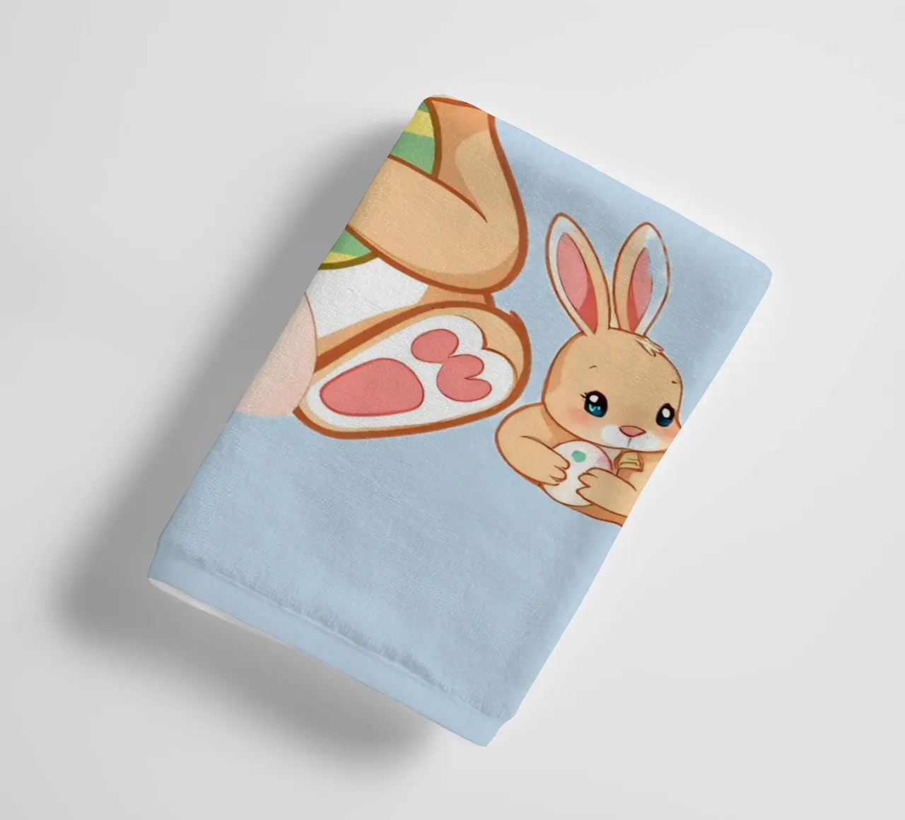 lapin de dessin animé tenant un oeuf de Pâques, bébé lapin enjoué serviette de bain de DesignDoodle