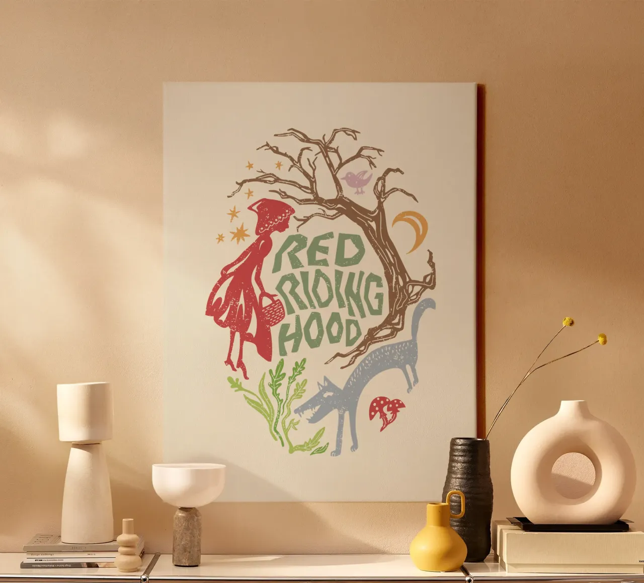 Red Riding Hood fairy tale canvas with Floater frame by DYDesign