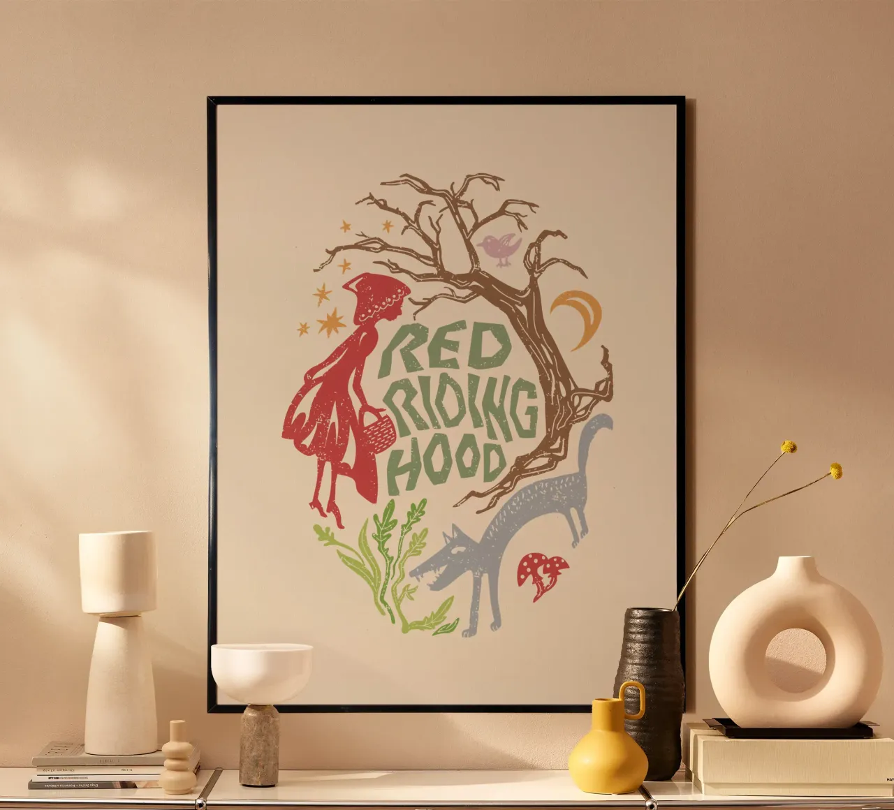 Fiaba di Cappuccetto Rosso poster con telaio in plastica da DYDesign