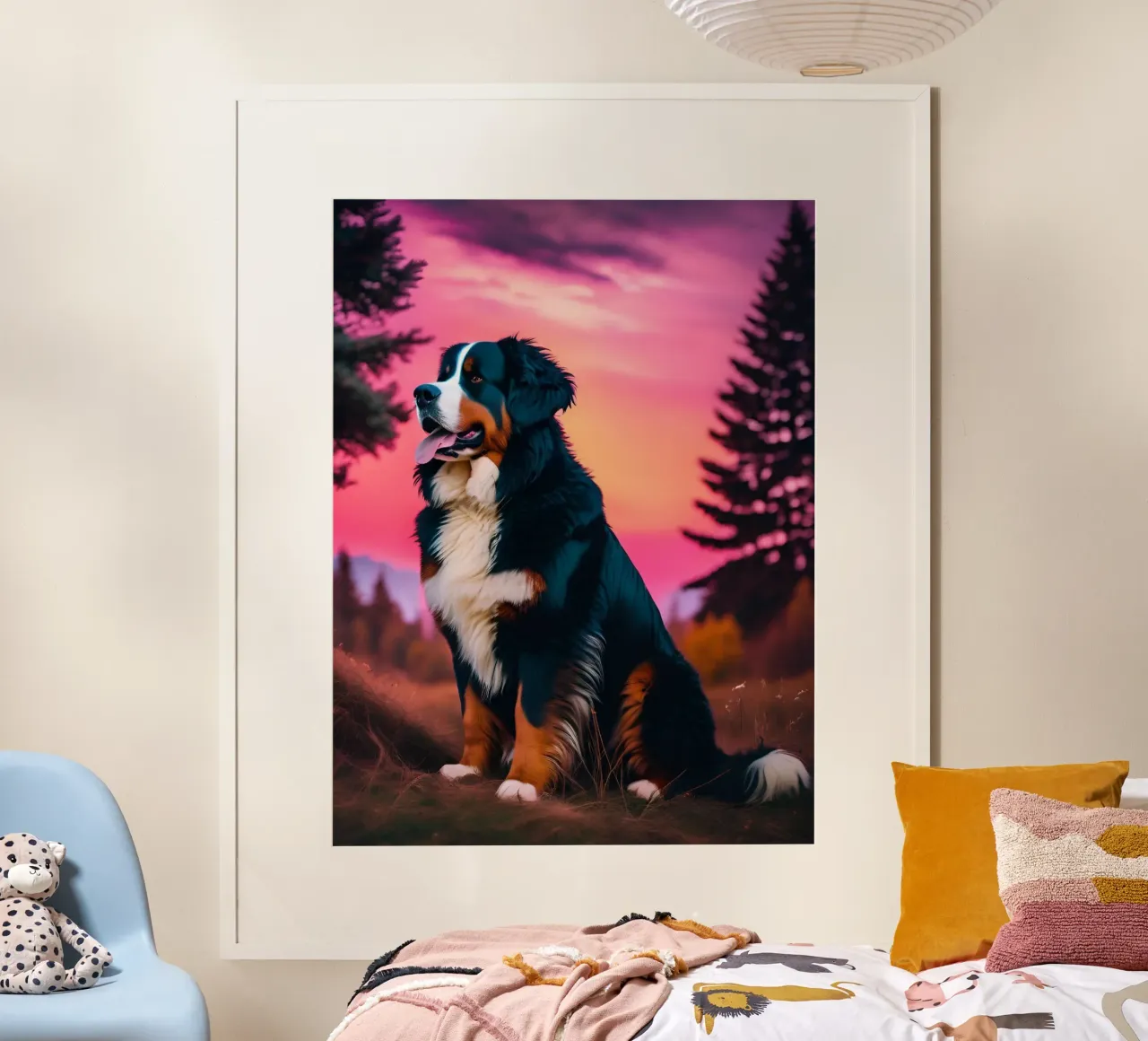 Bellissimo cane da montagna bernese #97 poster con telaio in alluminio da Yumis.Beargang.and.Me